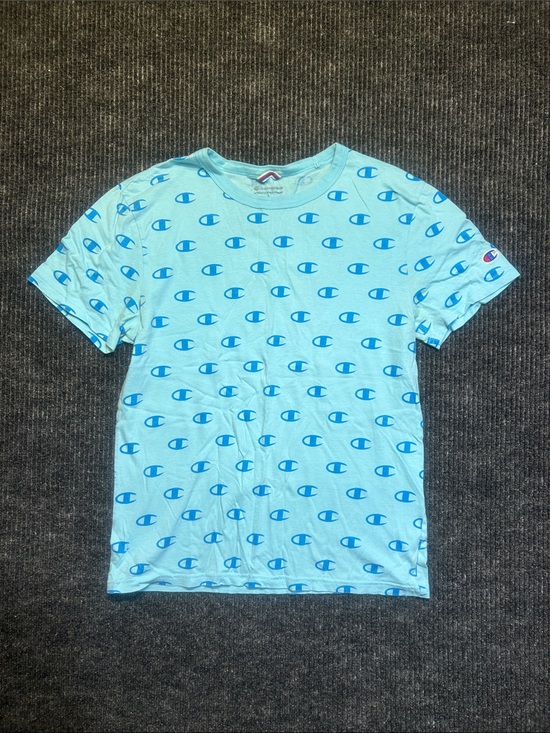 Champion Other - Champion Light Blue Tee with All-Over Blue Logos